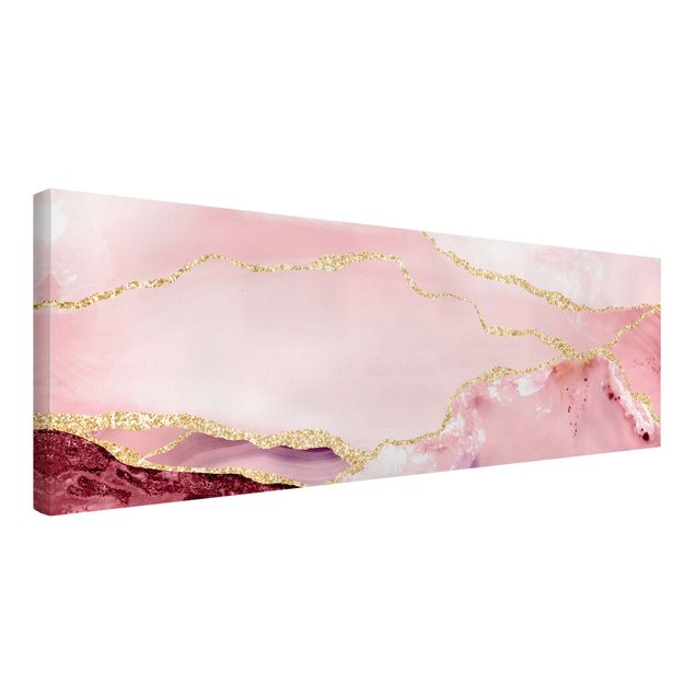 Quadri moderni per soggiorno Estratto Monti rosa con Golden Lines