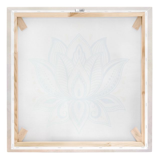 Stampa su tela - Lotus Mandala illustrazione oro blu - Quadrato 1:1