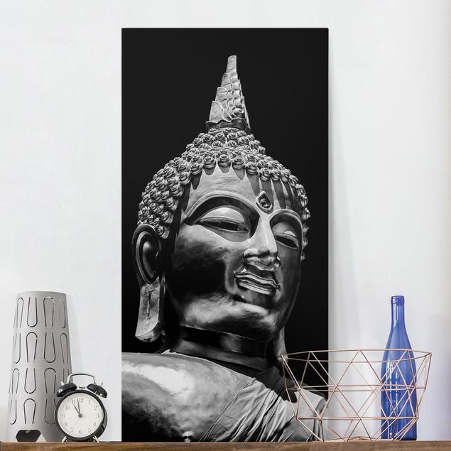 Tele bianco e nero Volto di statua di Buddha