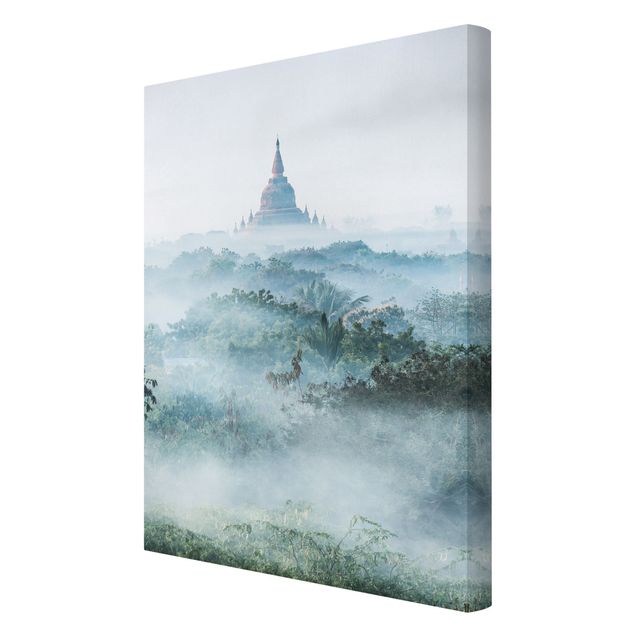 Quadri su tela Nebbia mattutina sulla giungla di Bagan