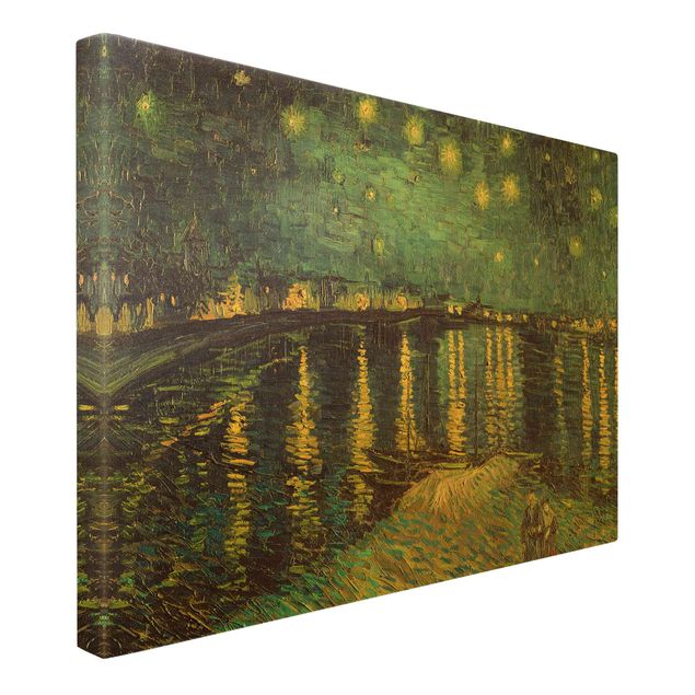 Quadro su tela oro - Vincent van Gogh - Notte stellata sul Rodano