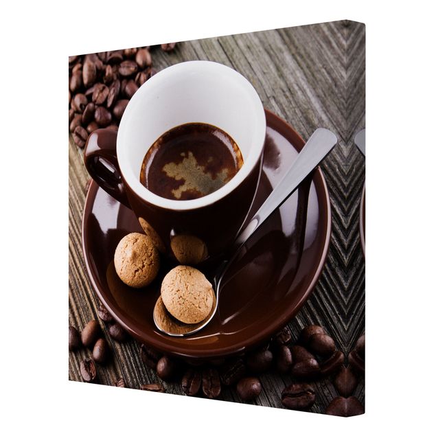 Stampa su tela - Fagioli della tazza di caffè con il caffè - Quadrato 1:1