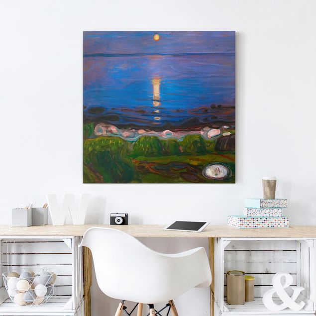 Tele con paesaggi Edvard Munch - Notte d'estate sulla spiaggia