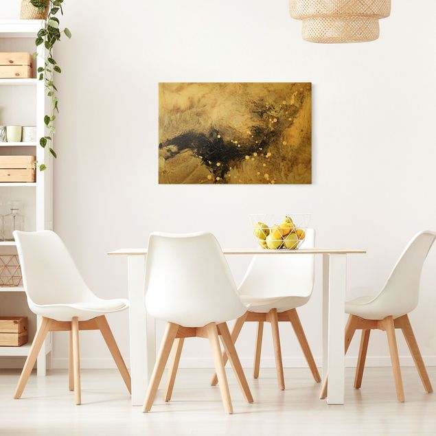 Quadri moderni per soggiorno Sabbie mobili dorate