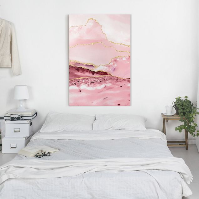 Riproduzioni su tela quadri famosi Estratto Monti rosa con Golden Lines