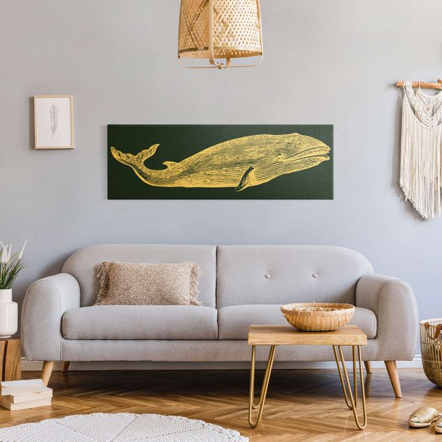 Stampe su tela animali Illustrazione di una balena in blu