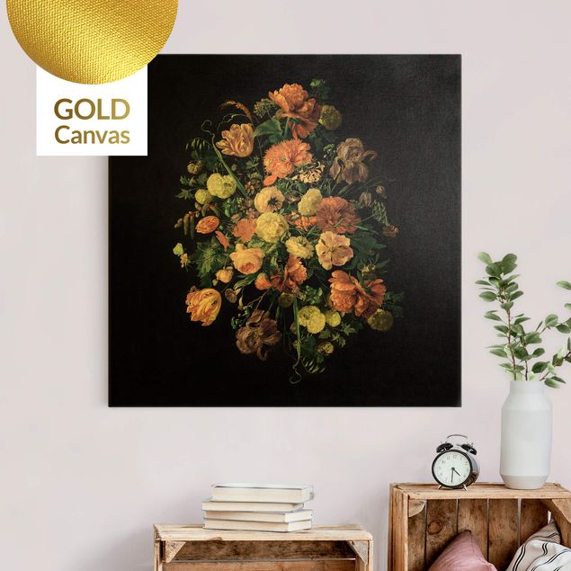 Stampa su tela oro Jan Davidsz De Heem - Bouquet di fiori scuri
