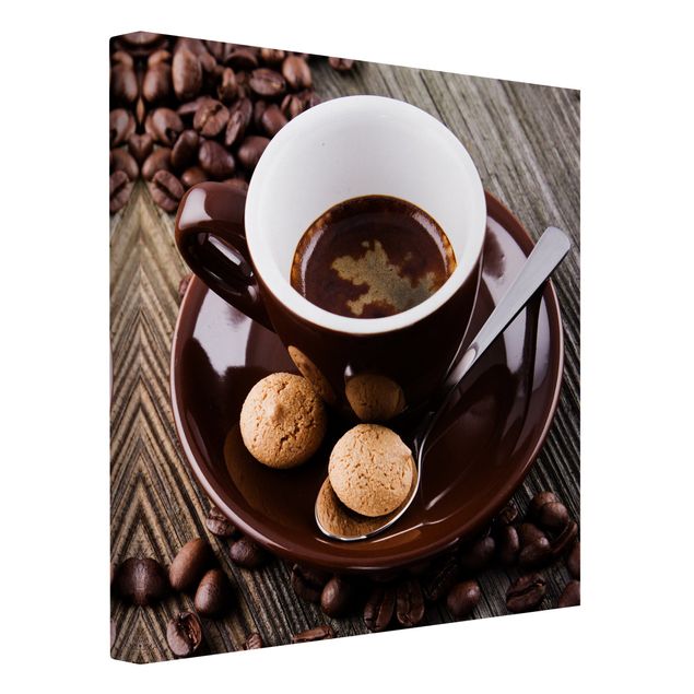 Stampa su tela - Fagioli della tazza di caffè con il caffè - Quadrato 1:1