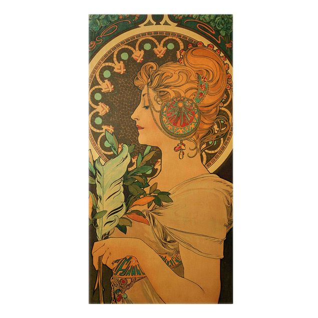 Quadro su tela oro - Alfons Mucha - La piuma