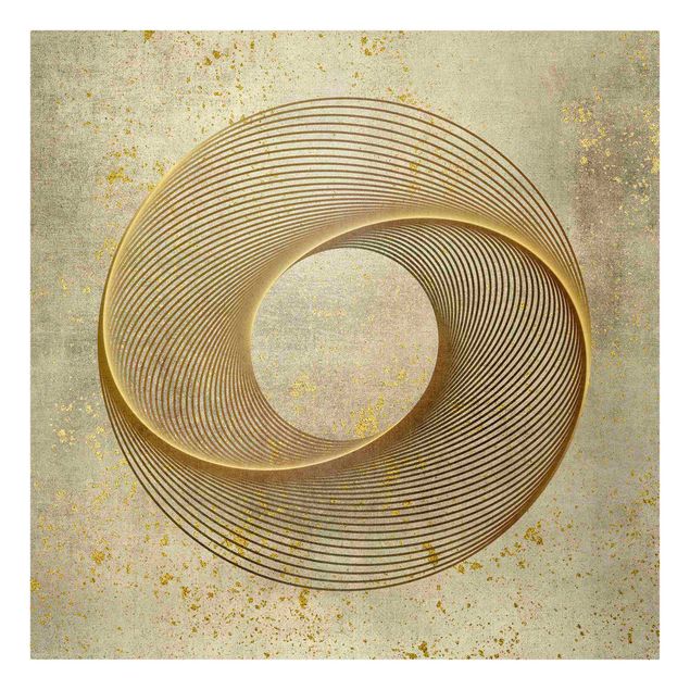 Stampa su tela - Line Art cerchio d'oro a spirale - Quadrato 1:1