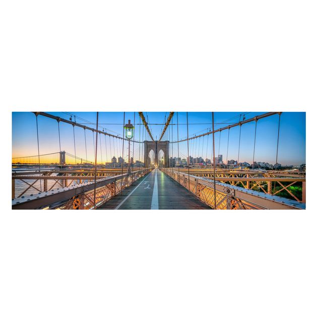 Stampa su tela L'alba sul ponte di Brooklyn