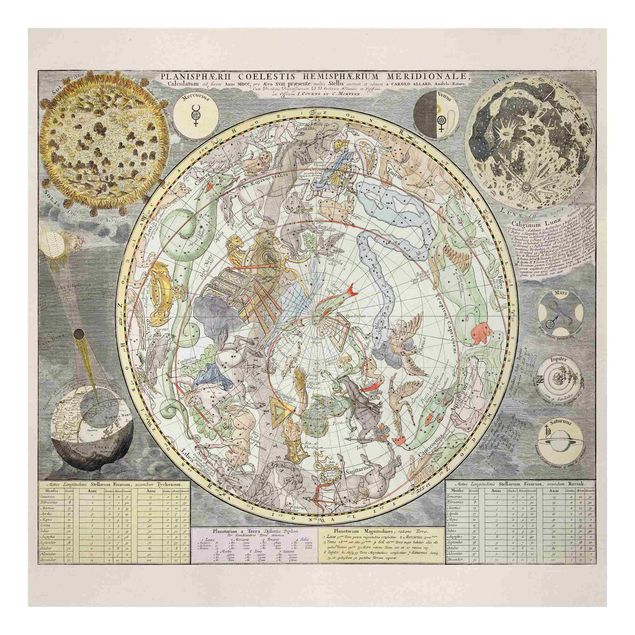 Stampa su tela - Vintage Ancient Mappa Stellare - Quadrato 1:1