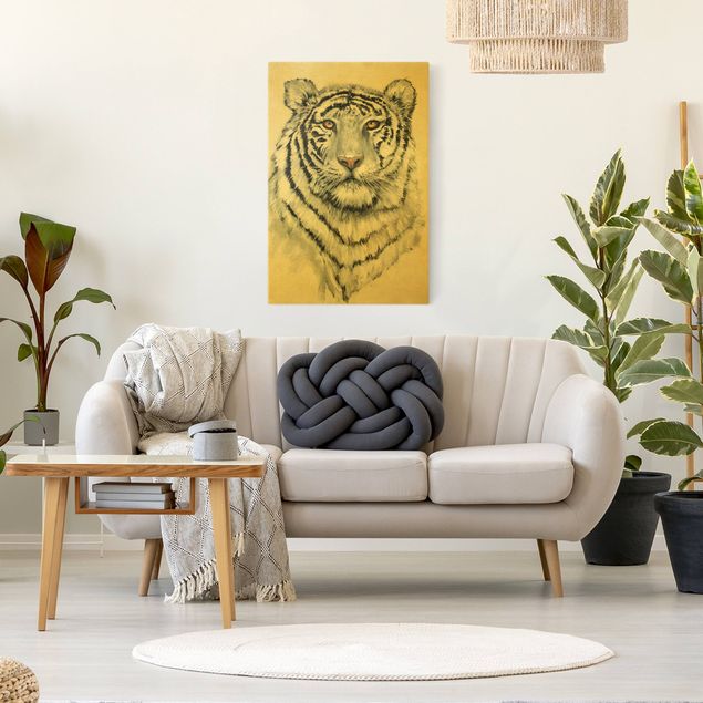Stampe su tela oro Ritratto di tigre bianca I