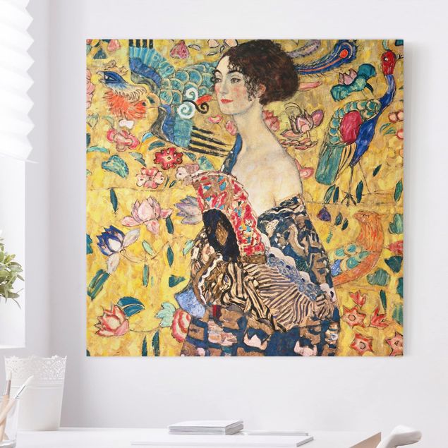 Riproduzioni su tela quadri famosi Gustav Klimt - Signora con ventaglio