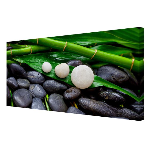 Stampa su tela - Verde bambù con Pietre Zen - Orizzontale 1:2