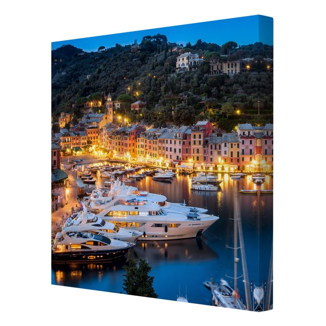 Stampa su tela - Notte nel porto di Portofino