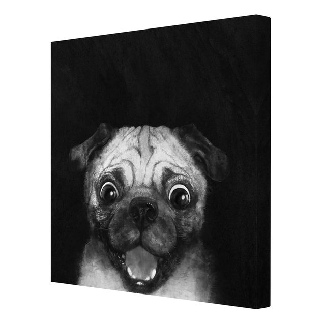 Quadri moderni per soggiorno Illustrazione - cane carlino pittura su bianco e nero