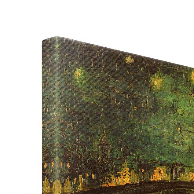 Quadro su tela oro - Vincent van Gogh - Notte stellata sul Rodano