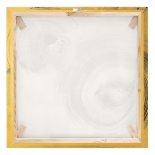 Quadro su tela oro - Cerchi oscillanti in bianco e nero