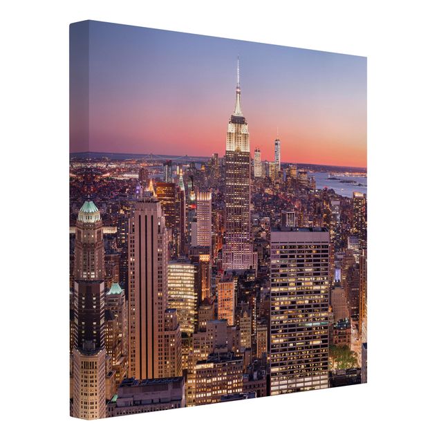 Stampa su tela - Sunset Manhattan New York City - Quadrato 1:1