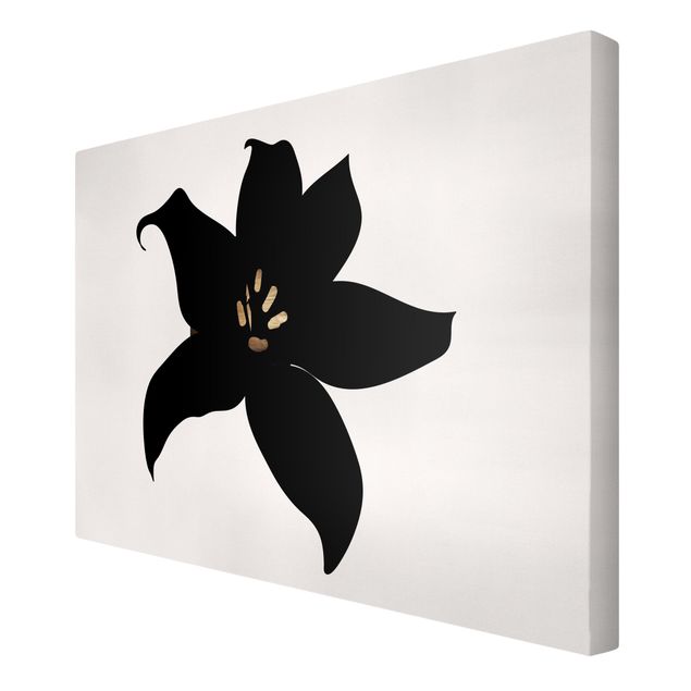 Stampa su tela - Mondo vegetale grafico - Orchidea in nero e oro - Orizzontale 3:2
