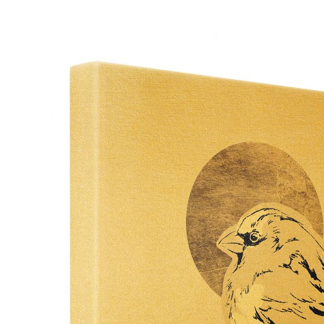 Quadro su tela oro - Uccello nel sole dorato IV