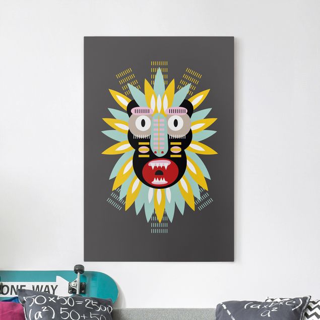 Riproduzione quadri su tela Maschera etnica a collage - King Kong