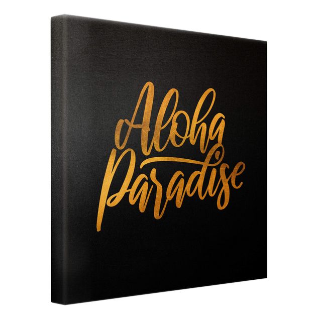 Quadro su tela oro - Oro - Aloha Paradise su nero