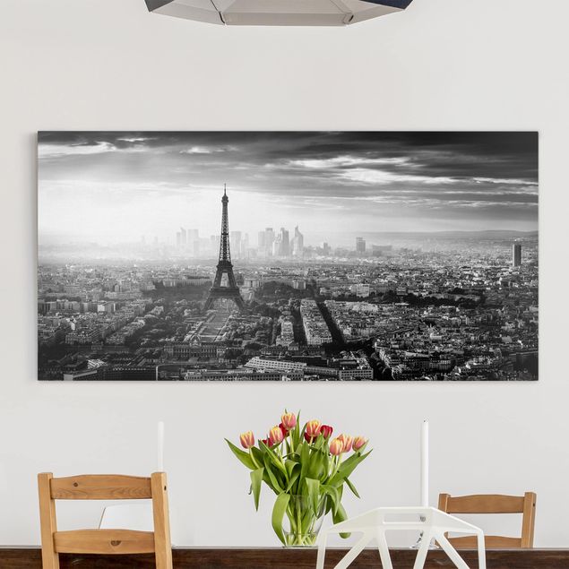 Stampa su tela parigi La Torre Eiffel dall'alto in bianco e nero