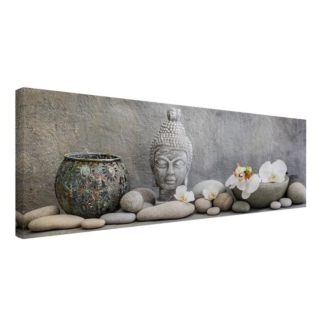Quadri su tela Buddha Zen con orchidee bianche