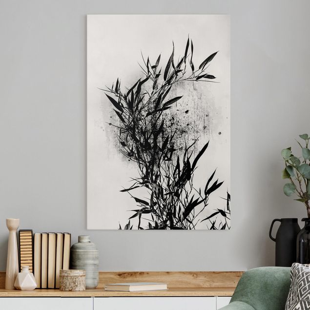 Tela bamboo Mondo vegetale grafico - Bambù nero