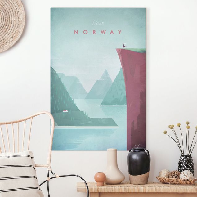 Quadri con montagne Poster di viaggio - Norvegia