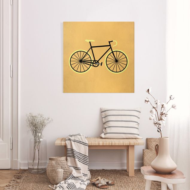 Quadri moderni per soggiorno Bicicletta in giallo