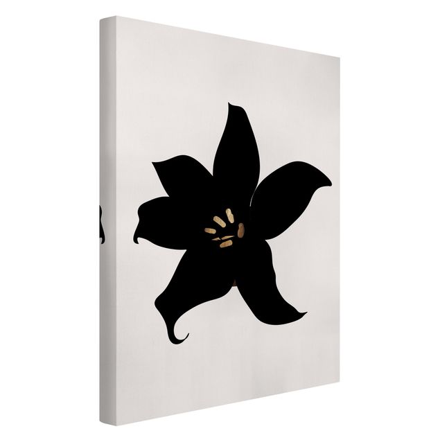 Quadri moderni per soggiorno Mondo vegetale grafico - Orchidea nera e oro