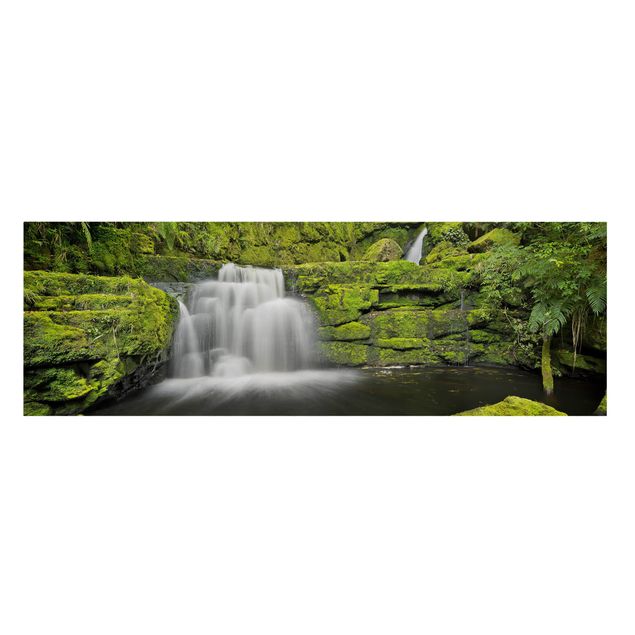 Stampa su tela - Lower Mclean Falls In New Zealand - Panoramico