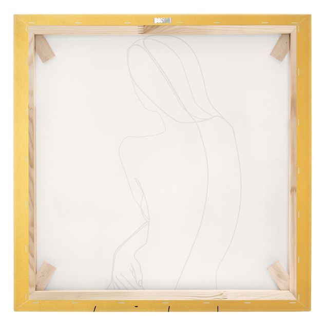 Quadro su tela oro - Line Art schiena di donna in bianco e nero
