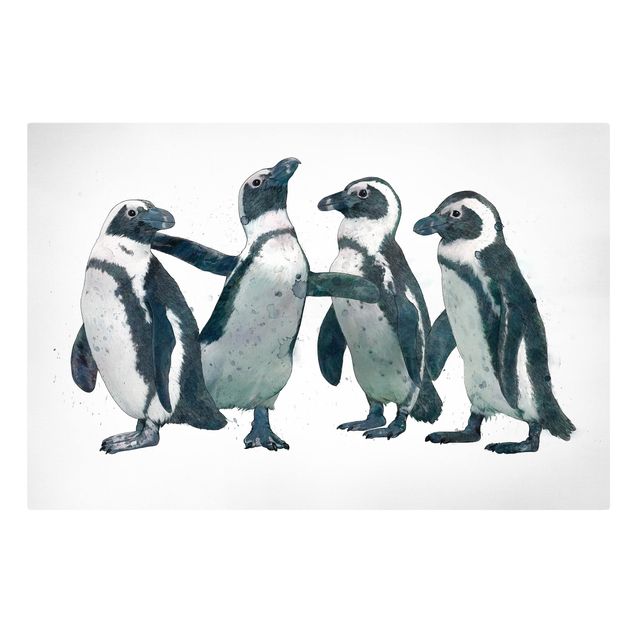 Riproduzioni su tela Illustrazione - Pinguini Acquerello Bianco e Nero