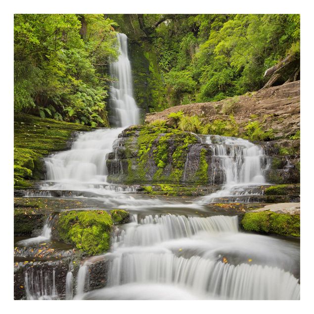 Stampa su tela - Upper Mclean Falls In New Zealand - Quadrato 1:1