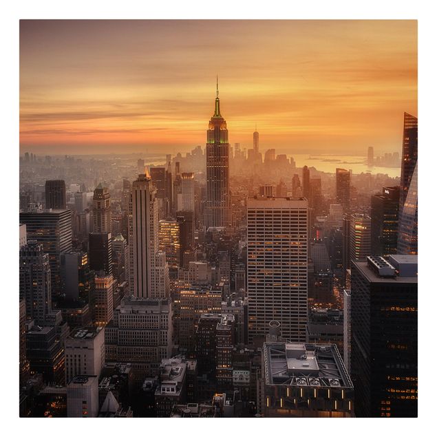 Stampa su tela - Manhattan Skyline Evening - Quadrato 1:1