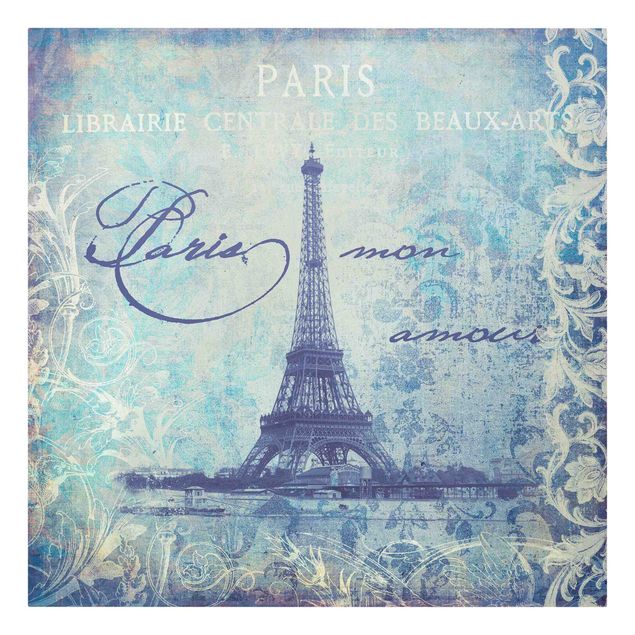 Stampe su tela Collage vintage - Parigi Mon Amour