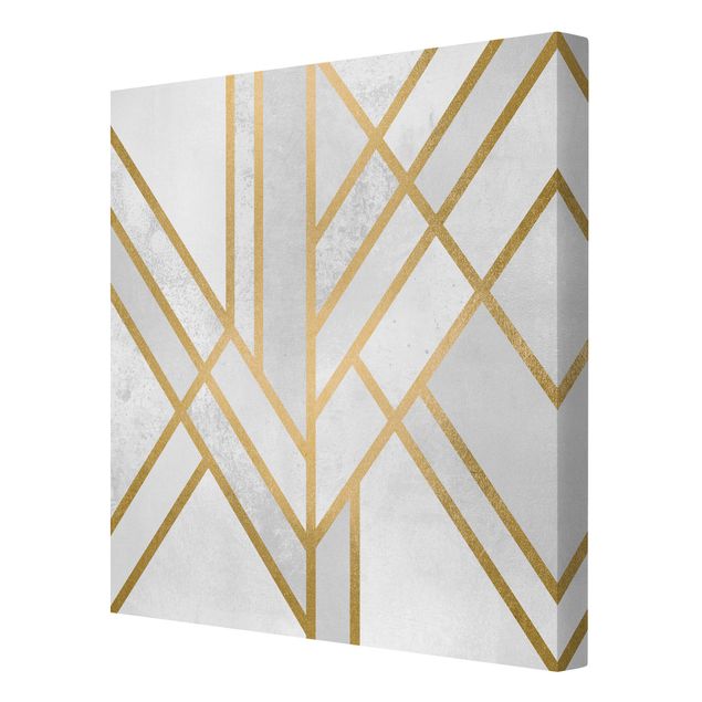 Quadri moderni per soggiorno Geometria Art Déco Oro Bianco