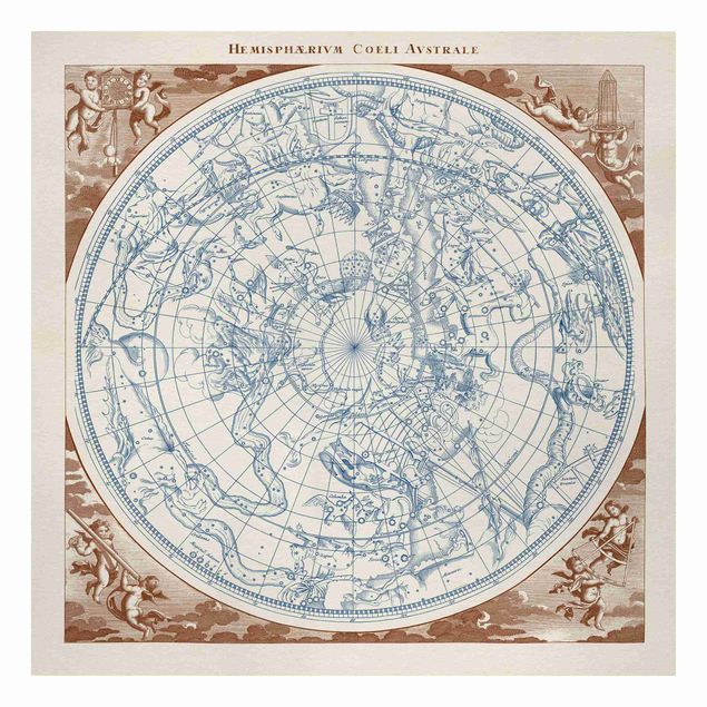 Stampa su tela - Vintage Mappa Stellare Southern Hemissphere - Quadrato 1:1