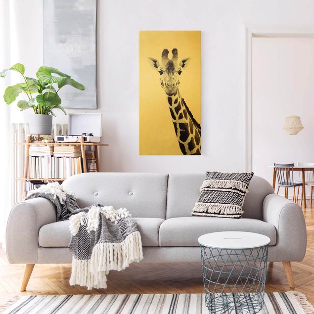  Tele oro Ritratto di giraffa in bianco e nero