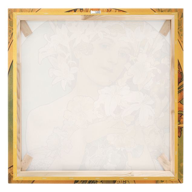 Quadro su tela oro - Alfons Mucha - Fiore