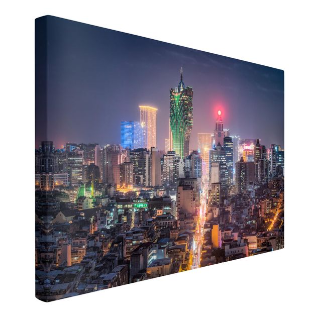 Quadri moderni per soggiorno Notte illuminata a Macao