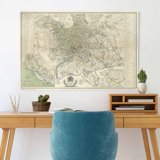 Quadri tela Italia Mappa vintage Roma Antica