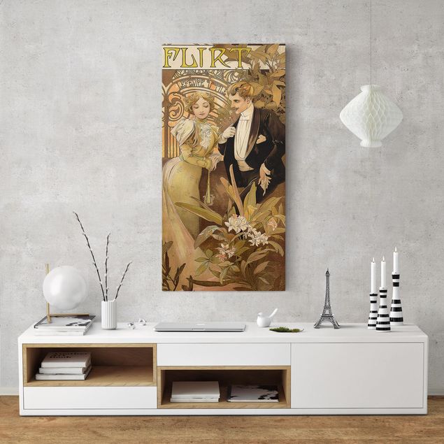 Riproduzioni su tela quadri famosi Alfons Mucha - Poster pubblicitario per i biscotti Flirt