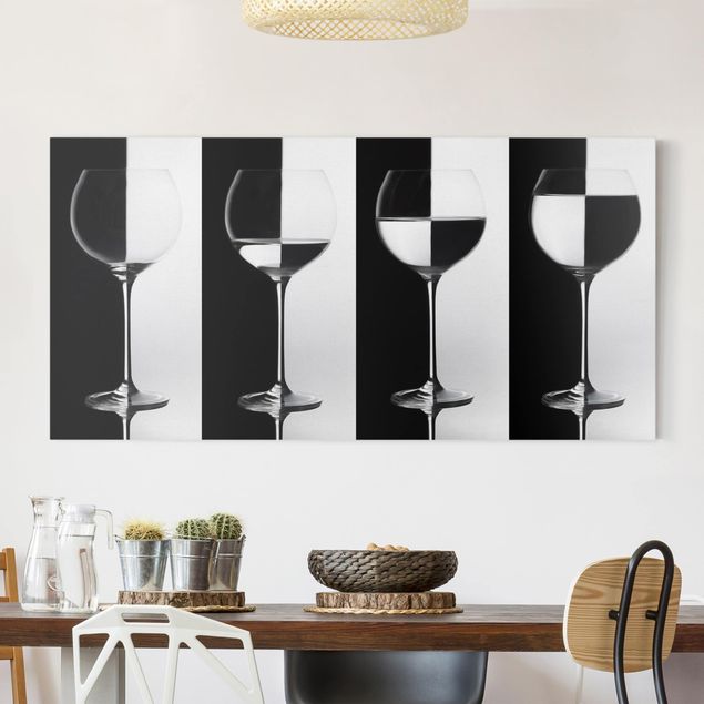 Quadri con disegni Bicchieri da vino in bianco e nero