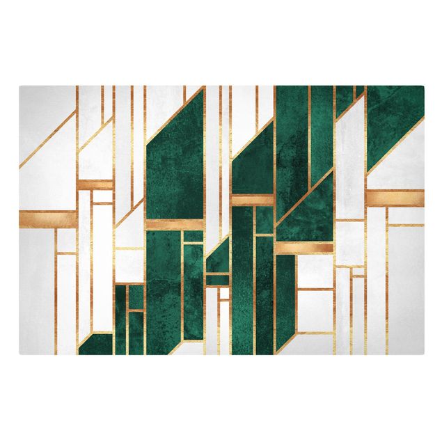 Quadri moderni per soggiorno Geometria smeraldo e oro