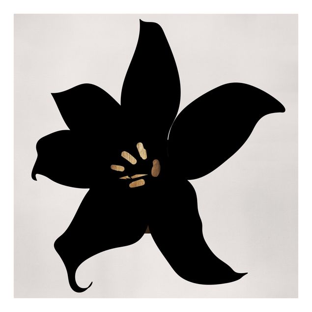Stampe su tela Mondo vegetale grafico - Orchidea nera e oro